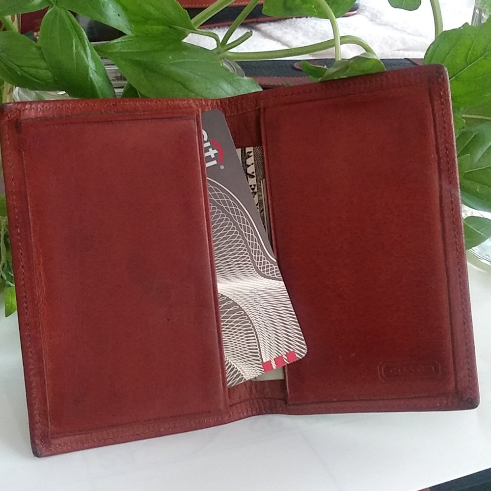 Mahogany COACH Leather card holder